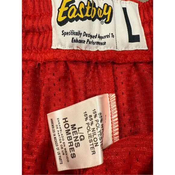 Vintage Eastbay Men’s Game Shorts Red White L Large Scar/Wht NEW - Picture 2 of 9